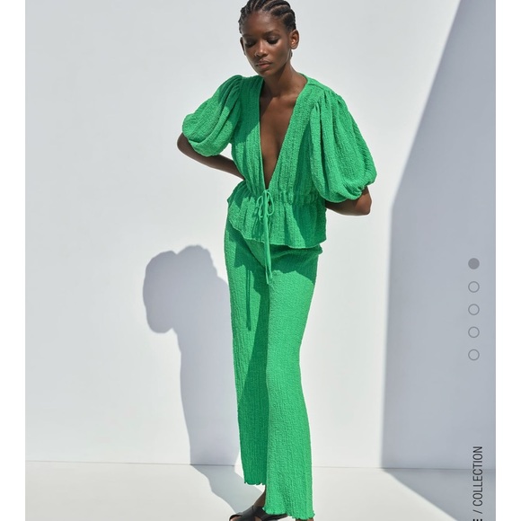 Zara set voluminous textured top and pants - Picture 4 of 8